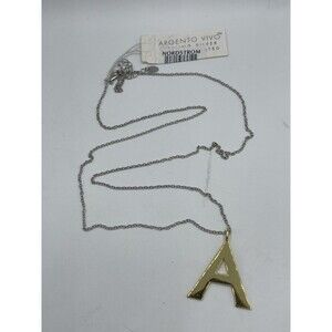 Argento Vivo Sterling Silver 925 Gold A Initial Pendant Necklace Monogram Letter